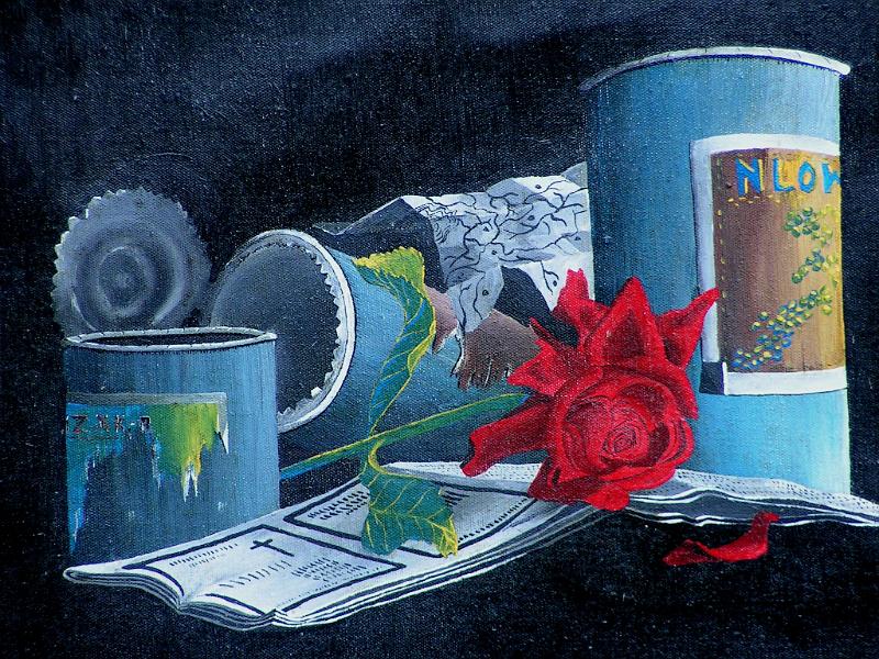 Rose and Rubbish, 1977, Acryl-Leinen, 40x40.jpg